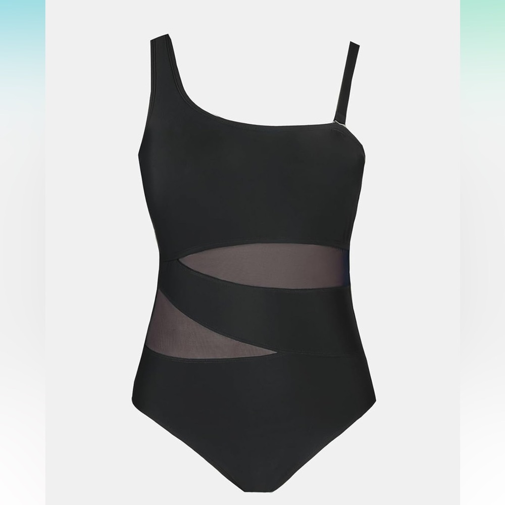 NWT CUPSHE Women's Plus Size Swimsuit One Piece Mesh Removable Straps SIZE:1X
